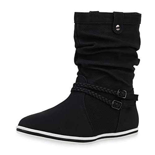 SCARPE VITA Damen Schnürstiefeletten Leicht Gefütterte Plateau Stiefeletten Zierperlen Schuhe Boots 172585 Schwarz Weiss Leicht Gefüttert 37 von SCARPE VITA