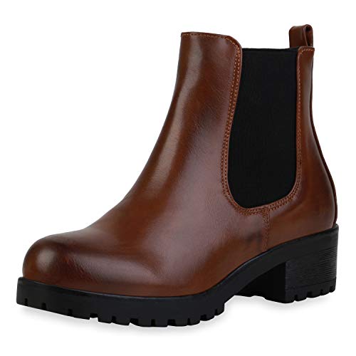 SCARPE VITA Damen Schnürstiefeletten Leicht Gefütterte Plateau Stiefeletten Zierperlen Schuhe Schnallen Boots Nieten 179685 Hellbraun Brown 36 von SCARPE VITA