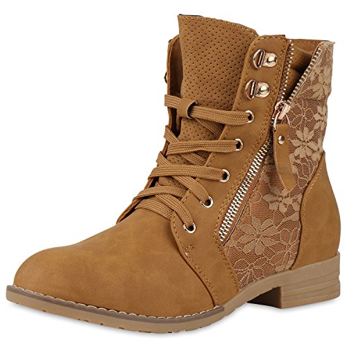 SCARPE VITA Damen Schnürstiefeletten Spitze Stiefeletten Zipper Worker Boot 160313 Hellbraun Spitze 40 von SCARPE VITA