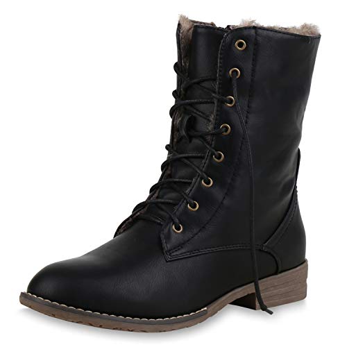 SCARPE VITA Damen Schnürstiefeletten Warm Gefütterte Stiefeletten Winter Boots 165370 Schwarz Warm Gefüttert 40 von SCARPE VITA