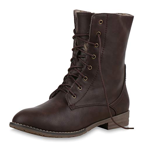 SCARPE VITA Damen Schnürstiefeletten Warm Gefütterte Stiefeletten Winter Boots 165371 Dunkelbraun Warm Gefüttert 37 von SCARPE VITA