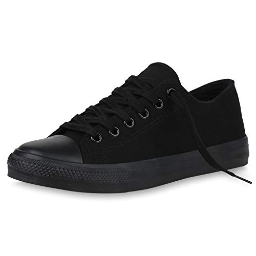 SCARPE VITA Damen Sneaker Low Basic Canvas Turnschuhe Schnürer Bequeme Freizeit Schuhe Flats Stoff Schnürschuhe 192679 Schwarz Schwarz Basic 36 von SCARPE VITA