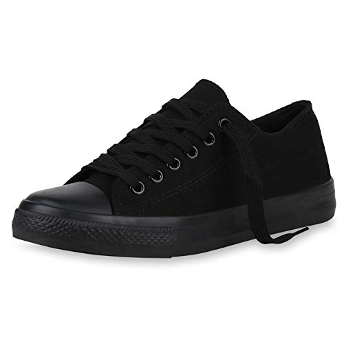 SCARPE VITA Damen Sneaker Low Basic Turnschuhe Schnürer Freizeitschuhe Canvas Schuhe Bequeme Flats 192370 Schwarz Schwarz Black 37 von SCARPE VITA