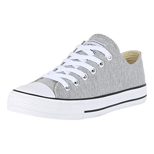 SCARPE VITA Damen Sneaker Low Canvas Schuhe Basic Turnschuhe Schnürer Freizeit Sportschuhe 172819 Hellgrau 36 von SCARPE VITA