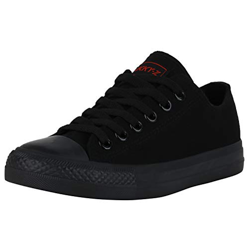 SCARPE VITA Damen Sneaker Low Canvas Schuhe Basic Turnschuhe Schnürer Freizeit Sportschuhe 172820 Schwarz Schwarz Total 40 von SCARPE VITA