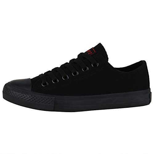 SCARPE VITA Damen Sneaker Low Canvas Schuhe Basic Turnschuhe Schnürer Freizeit Sportschuhe 172874 Schwarz Schwarz Total 37 von SCARPE VITA