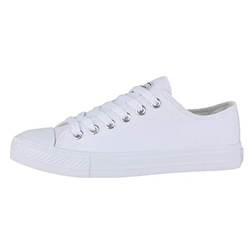 SCARPE VITA Damen Sneaker Low Canvas Schuhe Basic Turnschuhe Schnürer Freizeit Sportschuhe 172875 All Weiss 39 von SCARPE VITA