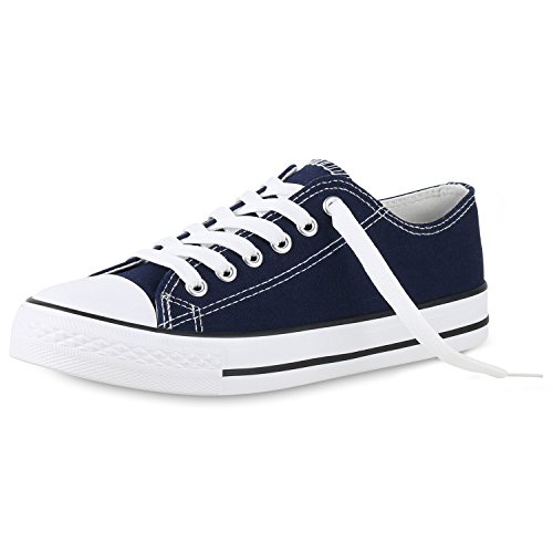 SCARPE VITA Damen Sneaker Low Canvas Stoff Schuhe Basic Turnschuhe Schnürer Freizeit Sportschuhe 154505 Denim Blau 38 von SCARPE VITA