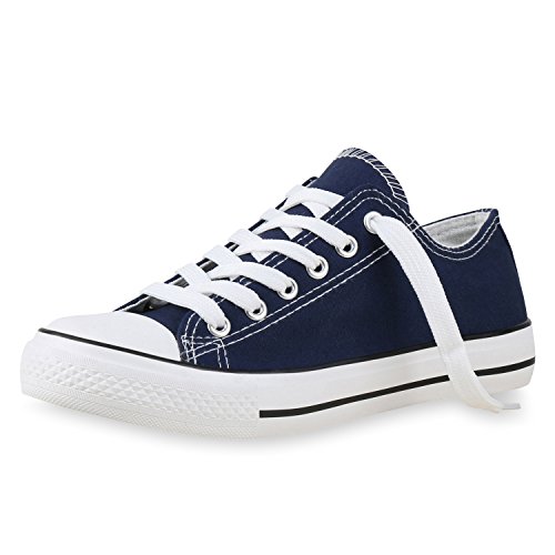 SCARPE VITA Damen Sneakers Basic Sportschuhe Schnürer Stoffschuhe 138441 Dunkelblau 36 von SCARPE VITA