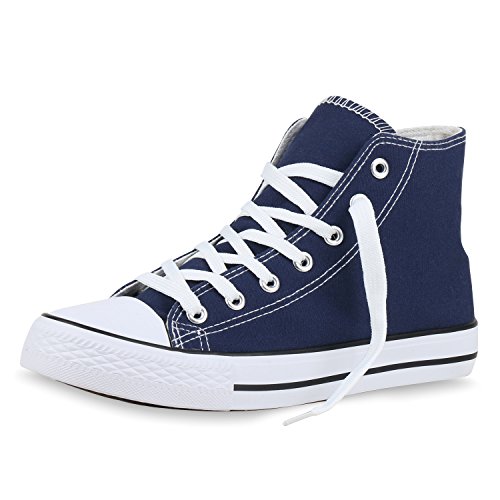 SCARPE VITA Damen Sneakers High Top Sportschuhe Stoffschuhe Freizeit Schuhe 153630 Dunkelblau 38 von SCARPE VITA