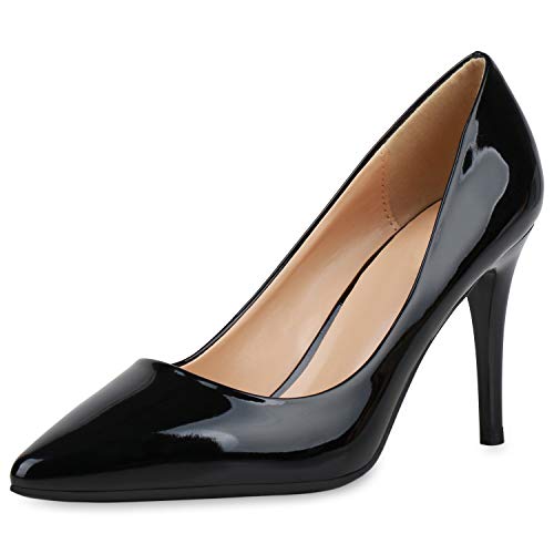 SCARPE VITA Damen Spitze Pumps Elegante Lack Schuhe Stiletto Abendschuhe High Heels Absatzschuhe 190439 Schwarz 38 von SCARPE VITA