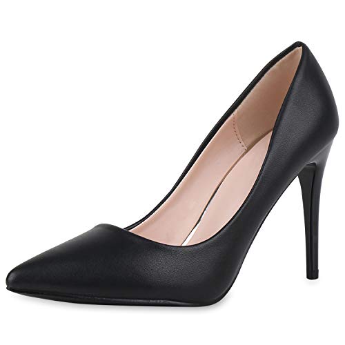 SCARPE VITA Damen Spitze Pumps Klassische Stiletto Schuhe High Heels Absatzschuhe Leder-Optik Partyschuhe 186265 Schwarz 40 von SCARPE VITA