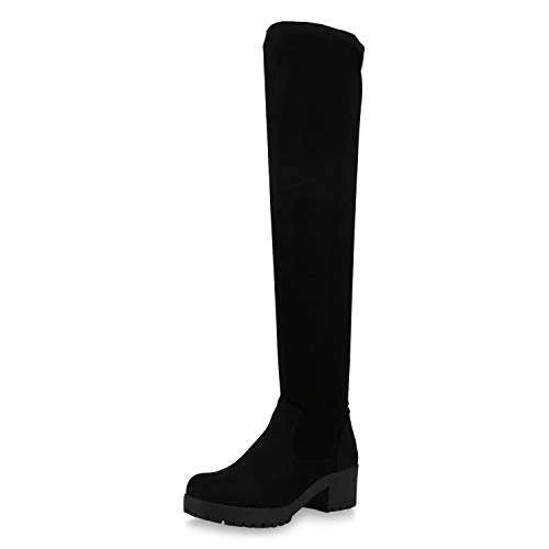 SCARPE VITA Damen Stiefel Overknees Leicht Gefütterte Boots Plateau Vorne 167762 Schwarz 37 von SCARPE VITA