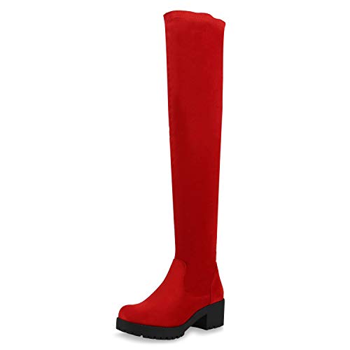 SCARPE VITA Damen Stiefel Overknees Leicht Gefütterte Boots Plateau Vorne 167763 Rot 37 von SCARPE VITA