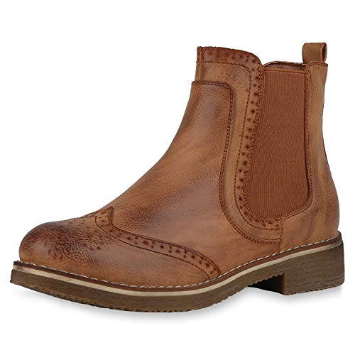 SCARPE VITA Damen Stiefeletten Chelsea Boots Leicht Gefütterte Freizeitschuhe 165414 Hellbraun Leicht Gefüttert 38 von SCARPE VITA