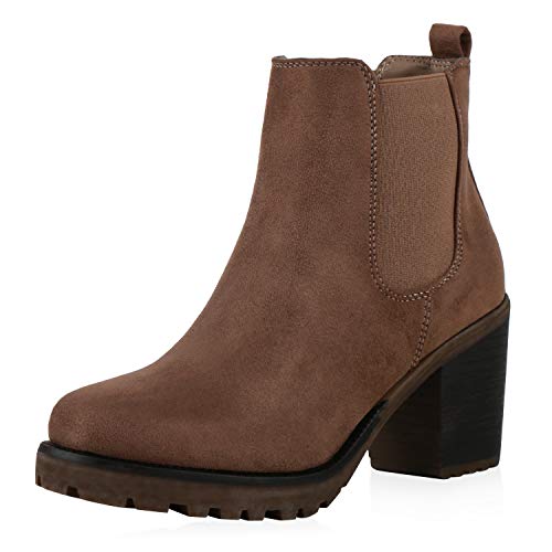 SCARPE VITA Damen Stiefeletten Chelsea Boots Schuhe Blockabsatz 197013 Schlamm Schlamm Total 36 von SCARPE VITA