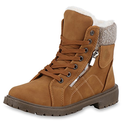 SCARPE VITA Damen Stiefeletten Outdoor Worker Boots Warm Gefüttert Zipper 152594 Hellbraun Zipper 37 von SCARPE VITA