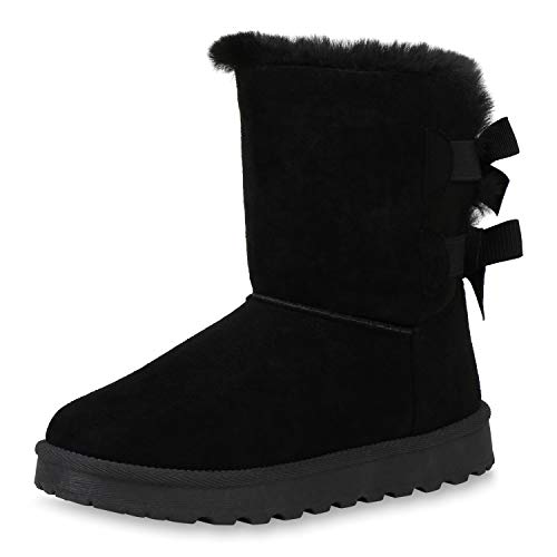 SCARPE VITA Damen Stiefeletten Schlupfstiefeletten Winter Boots Kunstfell Schuhe Warm Gefütterte Stiefel Winterschuhe Schlupfstiefel 187332 Schwarz 39 von SCARPE VITA