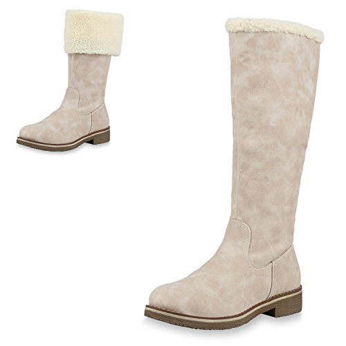 SCARPE VITA Damen Winterstiefel Warm Gefütterte Stiefel Winter Boots Kunstpelz 152544 Creme Creme 42 von SCARPE VITA