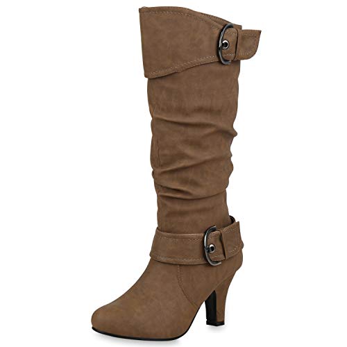 SCARPE VITA Elegante Damen Stiefel Warm Gefütterte Winter Boots Schuhe165424 Khaki 38 von SCARPE VITA