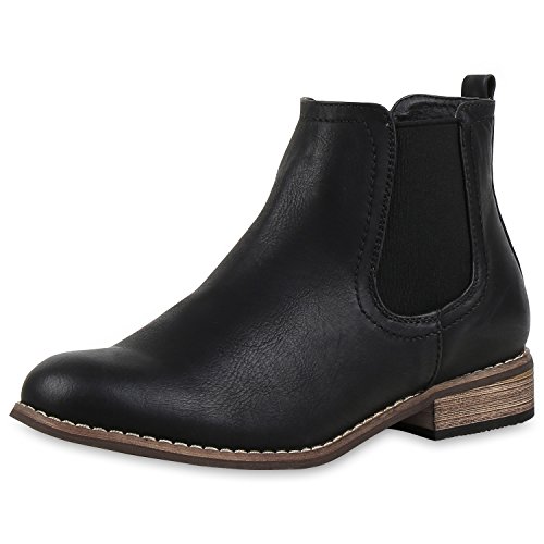 SCARPE VITA Gefütterte Damen Chelsea Boots Leder-Optik Stiefeletten 165407 Schwarz 41 von SCARPE VITA