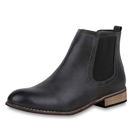 SCARPE VITA Gefütterte Damen Chelsea Boots Leder-Optik Stiefeletten 165409 Grau 39 von SCARPE VITA