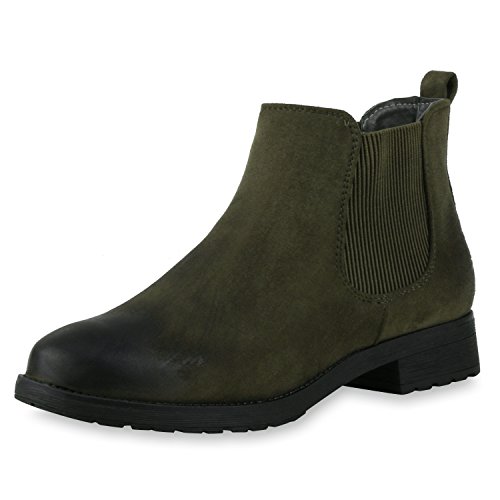 SCARPE VITA Gefütterte Damen Chelsea Boots Profilsohle Stiefeletten 127432 Khaki Matt 42 von SCARPE VITA