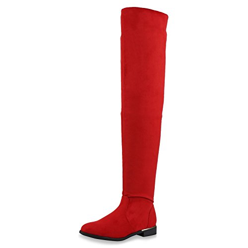 SCARPE VITA Gefütterte Damen Overknees Metallic Winter Stiefel Leder-Optik 151736 Rot Gefüttert 38 von SCARPE VITA