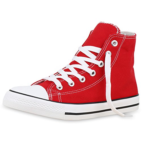 SCARPE VITA Herren High Sneakers Stoffschuhe Sportschuhe Kult Schnürer 129805 Rot 37 von SCARPE VITA