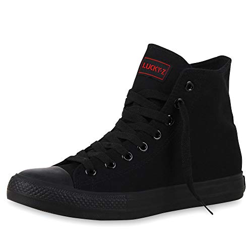SCARPE VITA Herren High Top Sneakers Schnürer Sportschuhe 165790 Schwarz Schwarz Lucky 41 von SCARPE VITA