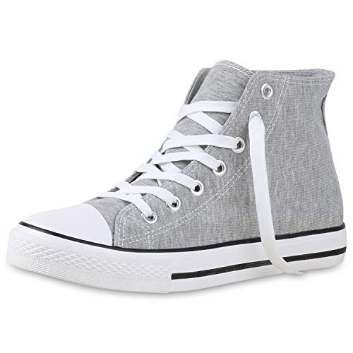 SCARPE VITA Herren High Top Sneakers Sportschuhe Stoffschuhe Freizeit Schuhe 135088 Hellgrau Basic 37 von SCARPE VITA