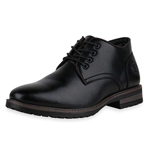 SCARPE VITA Herren Klassische Halbschuhe Leicht Gefütterte Profilsohle Schuhe Blockabsatz Schnürer Lederoptik Schnürschuhe 198260 Schwarz 43 von SCARPE VITA