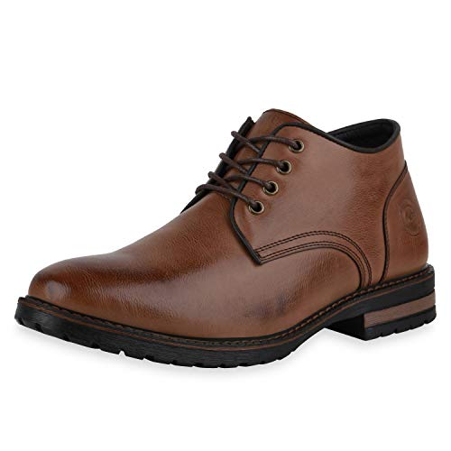 SCARPE VITA Herren Klassische Halbschuhe Leicht Gefütterte Profilsohle Schuhe Blockabsatz Schnürer Lederoptik Schnürschuhe 198261 Hellbraun 41 von SCARPE VITA