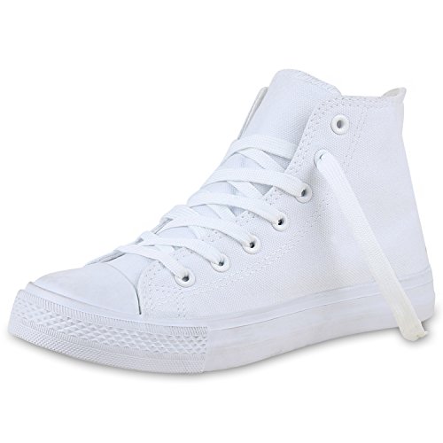 SCARPE VITA Herren Sneaker High Basic Schnürschuhe Turnschuhe Freizeit Schuhe 155408 Weiss Weiss 37 von SCARPE VITA