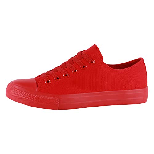 SCARPE VITA Herren Sneaker Low Basic Turnschuhe Schnürer Freizeit Schuhe Canvas Stoff Schnürschuhe 178927 Rot Rot Total 36 von SCARPE VITA