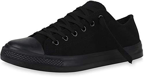 SCARPE VITA Herren Sneaker Low Turnschuhe Schnürer Bequeme Canvas Schuhe Basic Stoff Freizeitschuhe 192689 Schwarz Schwarz Basic 40 von SCARPE VITA