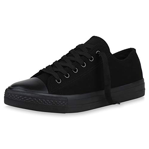 SCARPE VITA Herren Sneaker Low Turnschuhe Schnürer Canvas Schuhe Bequeme Stoff Freizeitschuhe 192682 Schwarz Schwarz Basic 37 von SCARPE VITA