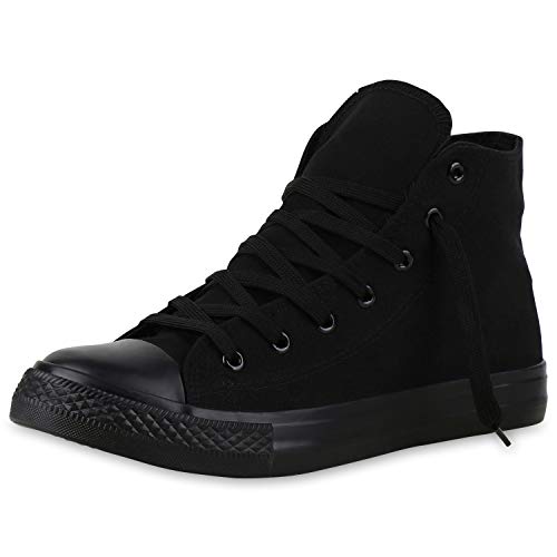 SCARPE VITA Herren Sneakers High Top Sportschuhe Schnürer Casual Schuhe 129775 Schwarz Schwarz Basic 37 von SCARPE VITA