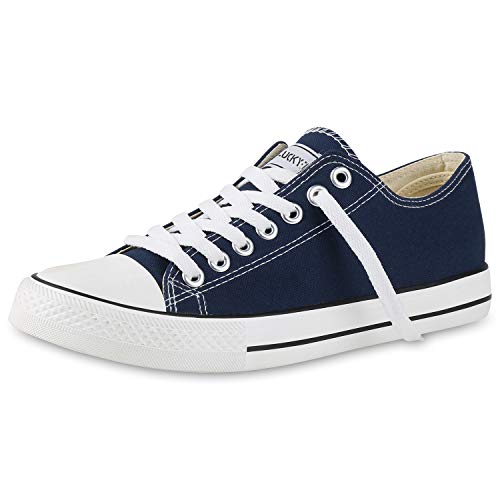 SCARPE VITA Herren Sneakers Kult Sportschuhe Schnürer Stoffschuhe 165773 Dunkelblau Weiss 41 von SCARPE VITA