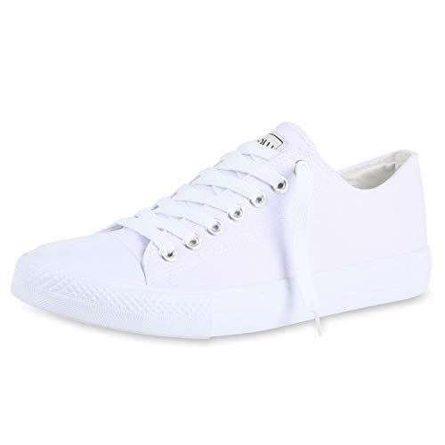 SCARPE VITA Herren Sneakers Low Sportliche Canvas Freizeit Schuhe Basic Weiss Total 45 von SCARPE VITA