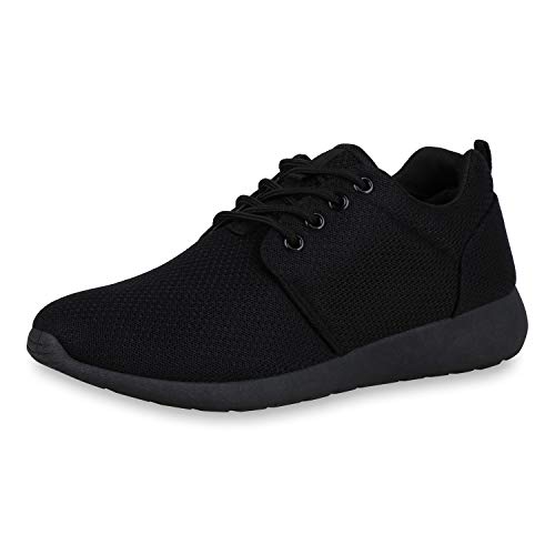 SCARPE VITA Herren Sportschuhe Laufschuhe Fitness Sneaker Sportlich Freizeit Schuhe Schnürer Training Gym Stoffschuhe 163925 Schwarz Total 42 von SCARPE VITA