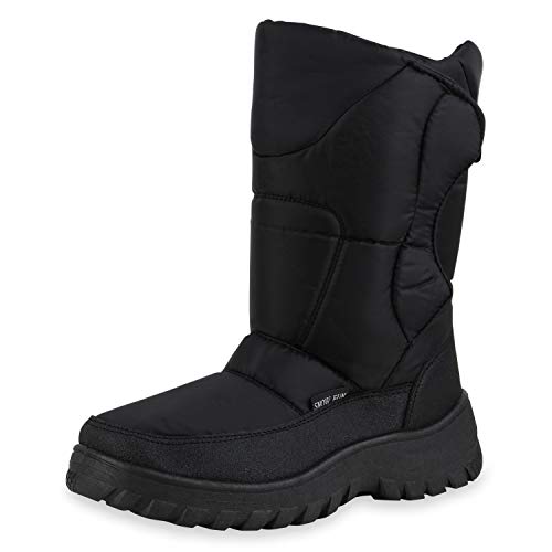 SCARPE VITA Herren Warm Gefütterte Winter Boots Blockabsatz Booties Gesteppte Stiefel Freizeit Schuhe 198355 Schwarz Black Total 41 von SCARPE VITA