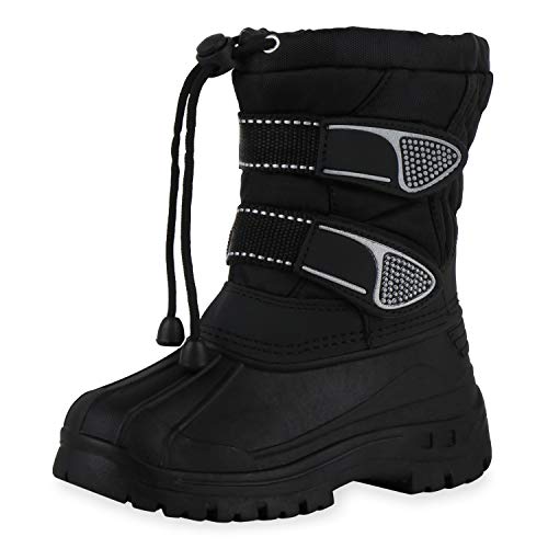 SCARPE VITA Kinder Warm Gefütterte Winter Boots Blockabsatz Stiefel Bequeme Freizeit Booties Gesteppte Profilsohle Schuhe 198523 Schwarz 29 von SCARPE VITA