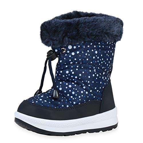 SCARPE VITA Kinder Warm Gefütterte Winter Boots Prints Freizeitschuhe Profilsohle Winterschuhe Kunstfell Schuhe 198357 Dunkelblau Muster 24 von SCARPE VITA