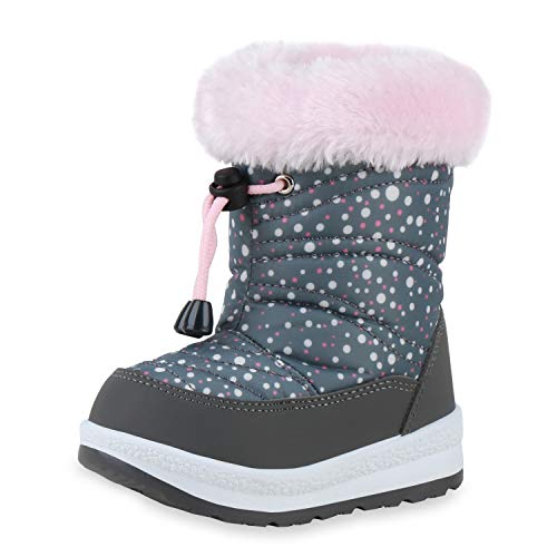 SCARPE VITA Kinder Warm Gefütterte Winter Boots Prints Profilsohle Winterschuhe Bequeme Kunstfell Schuhe 198356 Grau Rosa Weiss 25 von SCARPE VITA