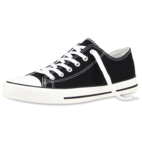 SCARPE VITA Komfortable Basic Herren Sneakers Low Schnürschuhe Helle Sohle 116182 Schwarz Weiss 37 von SCARPE VITA