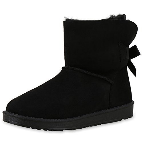 SCARPE VITA Schlupfstiefel Damen Warm Gefütterte Stiefel Stiefeletten 165418 Schwarz Schleifen Warm Gefüttert 38 von SCARPE VITA