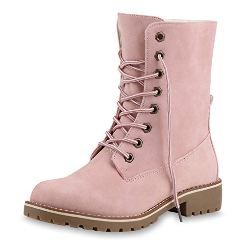 SCARPE VITA Schnürstiefeletten Damen Warm Gefütterte Stiefeletten Stiefel165430 Rosa 39 von SCARPE VITA