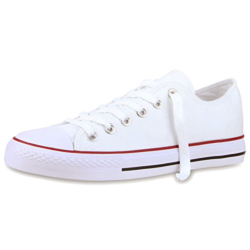 SCARPE VITA Sportliche Herren Sneakers Low Bequeme Freizeit Canvas Schuhe 119173 Weiss White 36 von SCARPE VITA