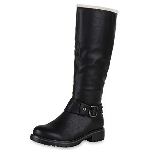 SCARPE VITA Warm Gefütterte Damen Stiefel Biker Boots Winter Bikerstiefel 127167 Schwarz Black 38 von SCARPE VITA